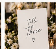 Personalised tent-style wedding table number cards
