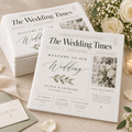 Personalised four-page wedding newspaper printed on uncoated paper