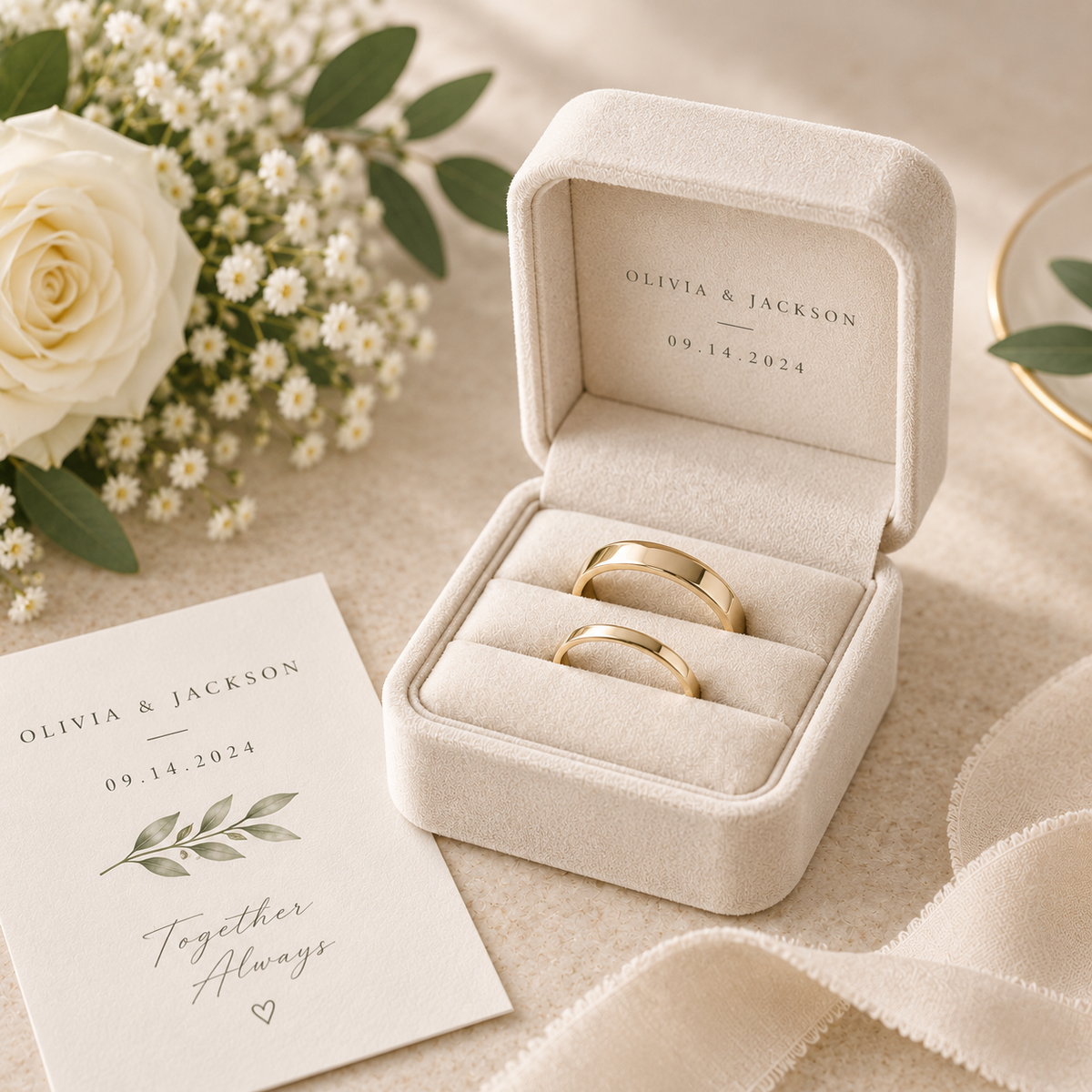 Premium wedding ring box for ceremony rings